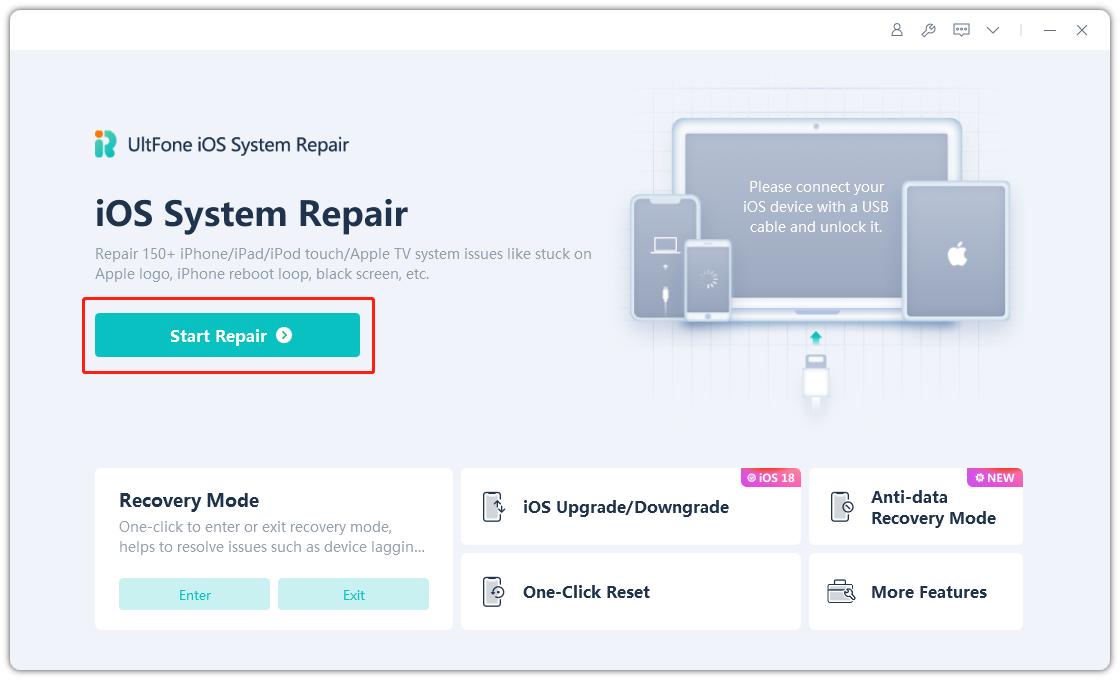 Ultfone start to fix ios system.jpg