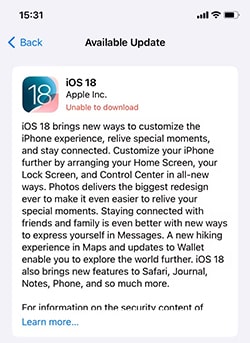 iOS 18を更新します