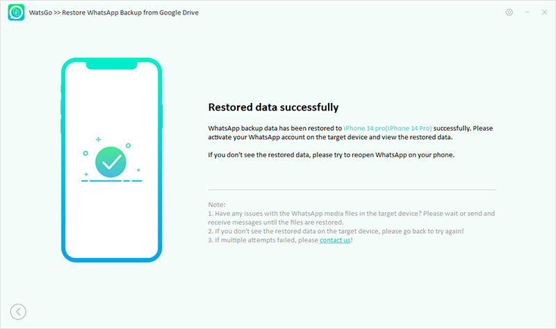 Googleドライブのバックアップを正常に復元しました