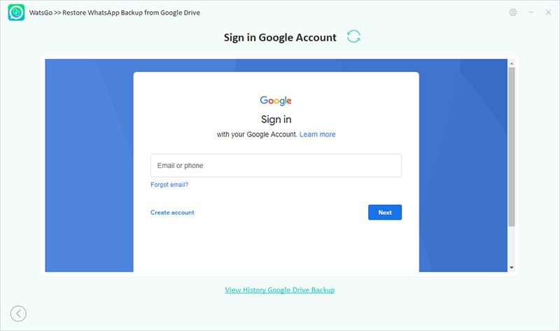 WatsgoはGoogleドライブにログインします