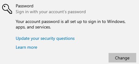Windows 10パスワードを変更します